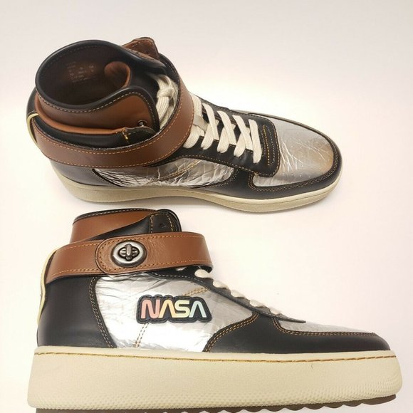 Coach NASA Space Collection Metallic Silver Hi Top - Picture 1 of 6